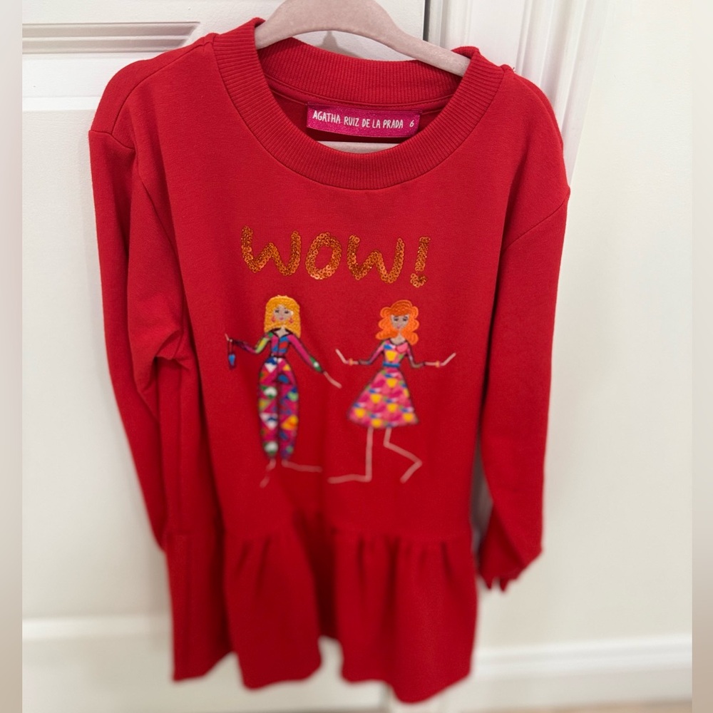 Agatha Ruiz De La Prada Red Long Sleeve Tee with Fun Design